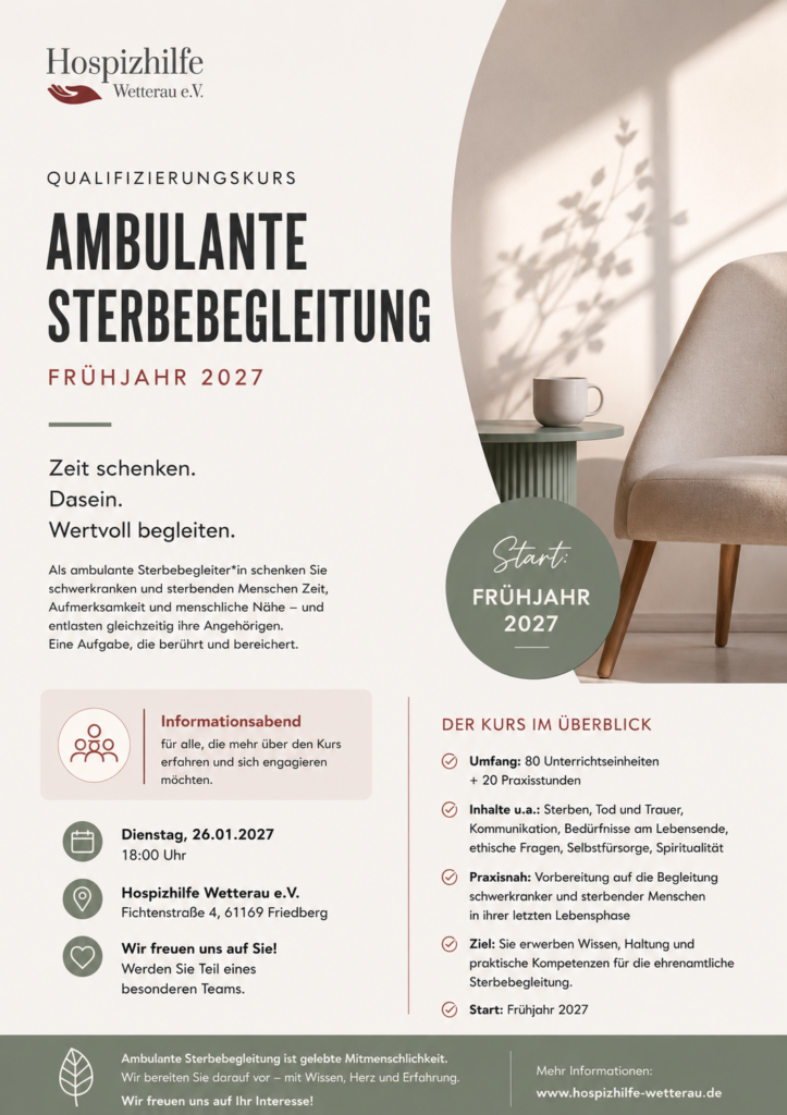 Infoabend Qualifizierungskurs Ambulante Sterbebegleitung 2027